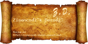 Zisencsák Dezső névjegykártya